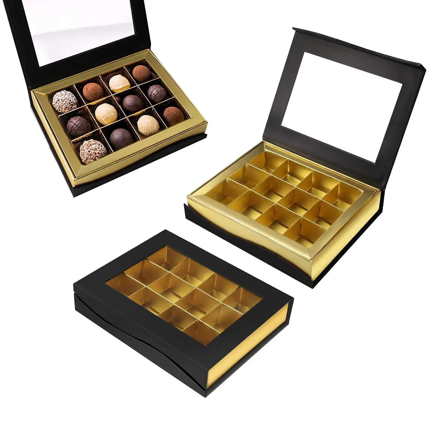 Luxury Christmas Chocolate Packaging Box Custom Pvc Clear Window High End Chocolate Box