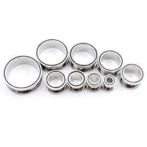 2 قطعة سدادات الأذن من Alisouy بكرة من الفولاذ المقاوم للصدأ خط أبيض بمسامير لولب موسع أقراط مجوهرات ثقب الأذن - Product Image 3