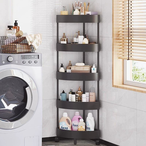 Étagère de rangement triangulaire en plastique à 5 niveaux <span class=keywords><strong>pour</strong></span> cuisine, salle de bain, organisateur sur pied <span class=keywords><strong>pour</strong></span> toilettes - Product Image 5