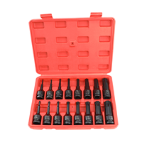 Juego de 16 Puntas de Impacto de Acero al Cromo-Molibdeno de 1/2'' con Punta Torx, Juego de Herramientas Multifuncional