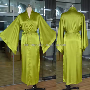 Fabbricazione di abiti di lusso <span class=keywords><strong>da</strong></span> donna in seta liscia elegante <span class=keywords><strong>camicia</strong></span> <span class=keywords><strong>da</strong></span> <span class=keywords><strong>notte</strong></span> di raso <span class=keywords><strong>con</strong></span> manica larga di lunghezza 140cm abito <span class=keywords><strong>da</strong></span> sposa Sexy all'ingrosso - Product Image 3