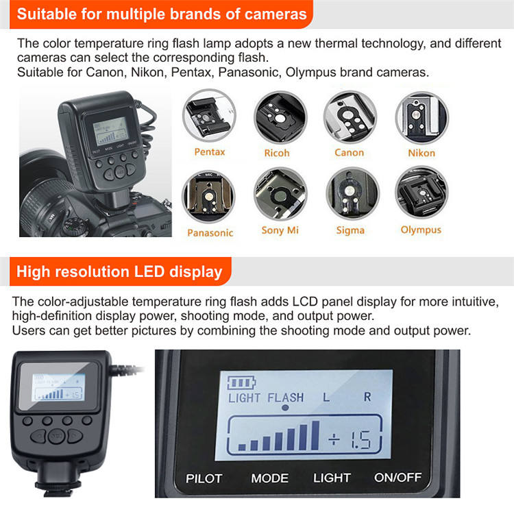 HONGDAK Macro HD-130 LED Ring Video Camera Flash Light for Canon Nikon Pentax Olympus DSLR Camera