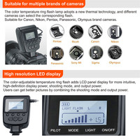 HONGDAK Macro HD-130 LED Ring Video Camera Flash Light pour Canon Nikon Pentax Olympus DSLR Camera