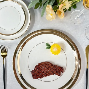 Luxury Eco-Friendly Classic Hotel Restaurant Wedding Gold <b>Bone</b> <b>China</b> 10.5" <b>Dinner</b> Plate with Custom Logo-YIFAN Brand - Product Image 2