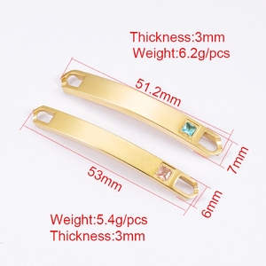 Creazione di braccialetti alla ricerca di incisioni personalizzate a forma di barra curva in acciaio inossidabile coppia bracciale connettore charms pendente con zircone - Product Image 2