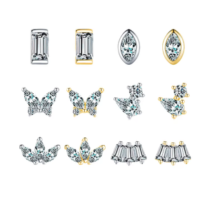 RHE945 Tiny Minimal <strong>Stud</strong> 925 Sterling Silver Small butterfly Eye Rectangle, Sector, Oval Mini <strong>Second</strong> <strong>Stud</strong> Earring - Product Image 1