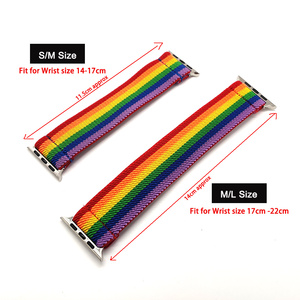 HUAMJ altın leopar baskı elastik naylon örme Solo döngü askısı kumaş saat kayışı için Apple İzle 6 - Product Image 5