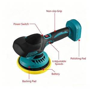 <span class=keywords><strong>Ponceuse</strong></span> orbitale aléatoire sans fil, <span class=keywords><strong>polisseuse</strong></span> portative à batterie lithium à vitesse variable pour le cirage automobile et le ponçage du bois - Product Image 4
