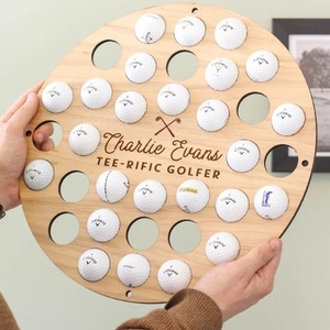 Wooden <b>Wall</b> Mounted Golf Ball Rack Round Storage <b>Display</b> Rack Natural Wood Color Rustic Style Living Room Use - Product Image 1