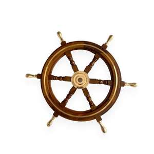 Roue de bateau décorative de 18 pouces, poignées en laiton, légères, polyvalentes, pour montage mural, bureau, étagère, maison, thème maritime - Product Image 1