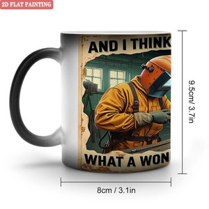Tasse magique en céramique noire givrée de 11 oz, changeant de couleur à la chaleur, pour rangement de cuisine - Product Image 1