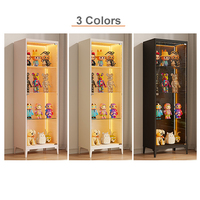 Vitrine moderne en acier et verre avec éclairage LED et serrure pour figurines et objets de collection