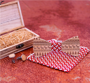 Fashion handmade Partito Da Sposa accessori di lusso degli uomini di legno bow tie set gemello - Product Image 6