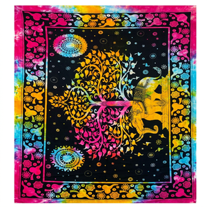 Tapisserie bohème pour décoration murale, art abstrait, imprimé sur tissu, décoration intérieure, forme rectangulaire, motif de fleurs et de plantes - Product Image 1