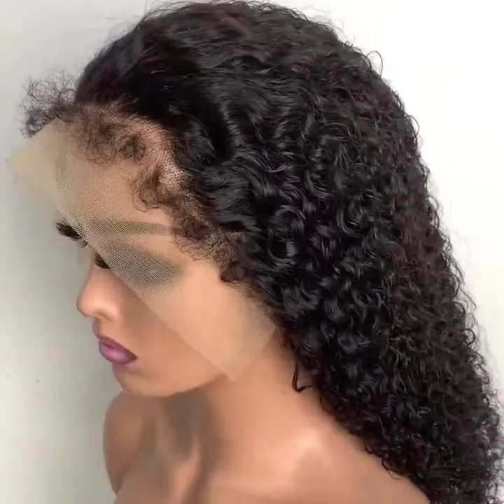 Yüksek kaliteli İsviçre dantel peruk bebek saç ile kinky kıvırcık 100% brezilyalı bakire tırnak bağlantısızlar dantel ön İnsan saçı peruk