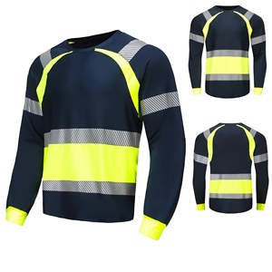 Farbblock Hi-Vis Arbeitskleidung Hochsichtbares T-Shirt Reflektierende Sicherheitskleidung Hemden mit Reflektoren Bau-Arbeitshemden - Product Image 4