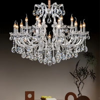 Lustre de Mariage et d'Événements, Style Marie-Thérèse, pour Villa et Salon, Finition Chromée, Luxe, à Bougies, en Cristal K9, pour Projet de Banquet