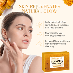 Jabón de Cúrcuma y Jengibre <span class=keywords><strong>para</strong></span> Eliminar Manchas Oscuras, Jabón Facial Orgánico Natural de Cúrcuma, Jabón Vegano de Cúrcuma, Limón y Ácido Kójico - Product Image 2