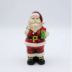 Oem Custom Nieuwe Nordic Kerst Decoratie Miniatuur 3d Figuur Standbeeld Keramische Dieprode Kerstman Beeldje Ornamenten Cadeau