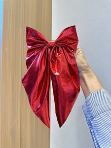 Jepit rambut pita panjang emas perak kustom klip pegas anak perempuan elegan aksesori rambut kepala belakang untuk pesta liburan Aloi - Product Image 6