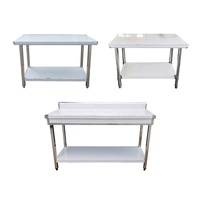 Table de travail en acier inoxydable avec dosseret et banc en acier inoxydable pour équipement de restauration commerciale