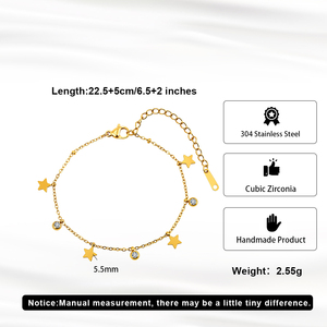 MILO MLSTMB20 Minimalist Star Zircon Charm Bracelet Waterproof 18K Gold Plated Stainless Steel <strong>Jewelry</strong> for Women New Arrival - Product Image 2