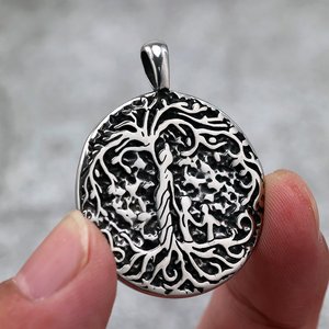 Colgante vintage de acero inoxidable con diseño de árbol de la vida para hombres y mujeres, regalo de joyería, collar de moda. - Product Image 3