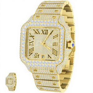 Luxury Square Stainless Steel VVS Moissanite Full Moissanite Inlaid <b>Mechanical</b> <b>Watch</b> Shining Ice Out Hip-Hop Style Diamond <b>Watch</b> - Product Image 1