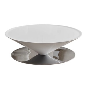 Mesa de Centro de Diseño Moderno con Forma de Platillo Volador, Estructura de Acero Inoxidable Resistente, Panel Superior de Madera, Mueble Ligero para el Hogar - Product Image 6