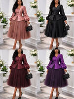 Ensemble tailleur jupe 2 pièces grande taille pour femme – Blazer croisé à revers crantés et jupe crayon moulante – Tenue de bureau, d'église ou d'affaires