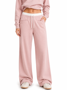 Pantaloni Larghi da Donna a Vita Media, Vestibilità Comoda, Lunghezza Intera, Stile Casual, in Cotone Traspirante con Tasche, Ideali per l'Autunno - Product Image 2