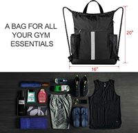 Sac à dos à cordon de serrage YOUK, sac à dos de sport avec compartiment pour chaussures et deux porte-bouteilles pour hommes et femmes