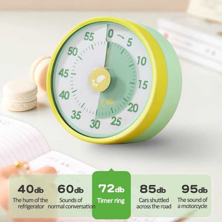 KidsFriendly 60 Minute Round Shape Plastic Mechanical Countdown Timer with Alarm for Kitchen Use