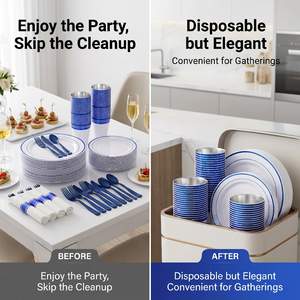 Ensemble <span class=keywords><strong>de</strong></span> vaisselle en <span class=keywords><strong>plastique</strong></span> bleu foncé <span class=keywords><strong>pour</strong></span> fête, remise <span class=keywords><strong>de</strong></span> diplôme, anniversaire, assiettes jetables transparentes avec ensemble <span class=keywords><strong>de</strong></span> <span class=keywords><strong>couverts</strong></span> - Product Image 5