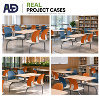 Ensemble table et chaises pour étudiants, mobilier de salle à manger fixe pour 4 personnes, pour la cafétéria du campus