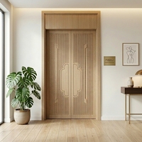 Armoire en bois massif avec cadre en laiton et verre cannelé vertical en noyer foncé, pour chambre, dressing, cuisine, ou comme porte intérieure de séparation.