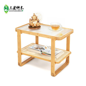 Nordic-style rattan coffee <b>table</b>, suitable for <b>small</b> living rooms and <b>small</b> apartments, simple round coffee <b>table</b>, solid wood - Product Image 3