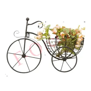 ติดผนังดอกไม้ขาตั้งโลหะขนาดเล็กจักรยานรูปร่างชั้นวางจอแสดงผลดอกไม้