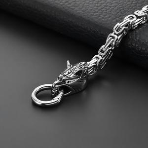 Personalized Men's Stainless Steel Vintage Chain Wristband Viking Fury <strong>Wolf</strong> Design Bracelet Gift <strong>Jewelry</strong> Wholesale - Product Image 3