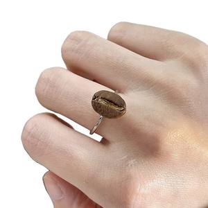 Bague ajustable en forme de grain de café 2026 pour femme, bijou fantaisie en pierre naturelle, design original, cadeau, bague de déclaration - Product Image 1