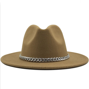 Cappello Fedora Panama in Feltro a Tesa Larga con Catena per <span class=keywords><strong>Uomo</strong></span> e Donna, Ideale per Scene Estive Casual all'Aperto - Product Image 3