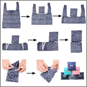 Custom Eco-Friendly Recycled Polyester Foldable Grocery Tote <b>Bag</b> Reusable Polyester <b>Folding</b> Shopping <b>Bag</b> - Product Image 5