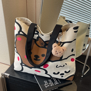 Custom Logo Eco-Friendly Reusable Canvas Tote Bag Wholesale Shopping Calico with Rope Handle and Letter Pattern Letter Pattern