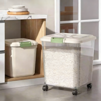 Conteneur de stockage de céréales classique de grande capacité en PP de qualité alimentaire |   Seau de cuisine durable avec couvercle hermétique résistant à l'humidité |   11-55 livres
