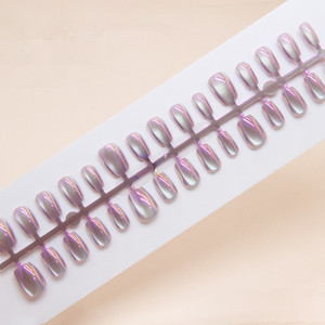 Lot de 30 faux ongles français en acrylique à presser, tailles XS, S, M, couvrance totale, avec colle pour nail art - Product Image 1