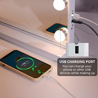 CF 15 Lampu LED Cermin Rias Speaker Bluetooth 3 Mode Pencahayaan Pengisian Daya USB 1X 10x Cermin Rias LED dengan Lampu