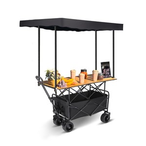 Carrito Plegable de Acero de Gran Capacidad con Toldo Desmontable, Vagoneta Utilitaria para Exteriores, Portátil para Campamentos y Mercados Nocturnos - Product Image 1