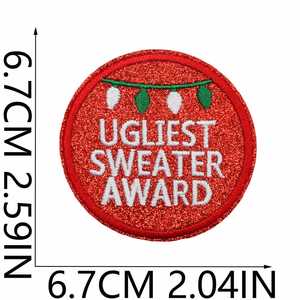 New Glitter Leather Embroidery <b>Iron</b> on Christmas Reindeer Thanksgiving Patch for Clothes Hat Decorations - Product Image 4