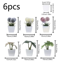 Set 6 Tanaman Bonsai Mini Buatan, Dekorasi Meja Sukulen Palsu, Dekorasi Rak Kantor, Dekorasi Rumah Musim Semi, Hadiah Pindah Rumah