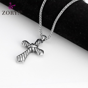 Colgante de Cruz de Cuerda Trenzada de Acero Inoxidable, Joyería Religiosa Cristiana Gótica Punk Vintage de Acero de Titanio para Hombres y Mujeres - Product Image 2